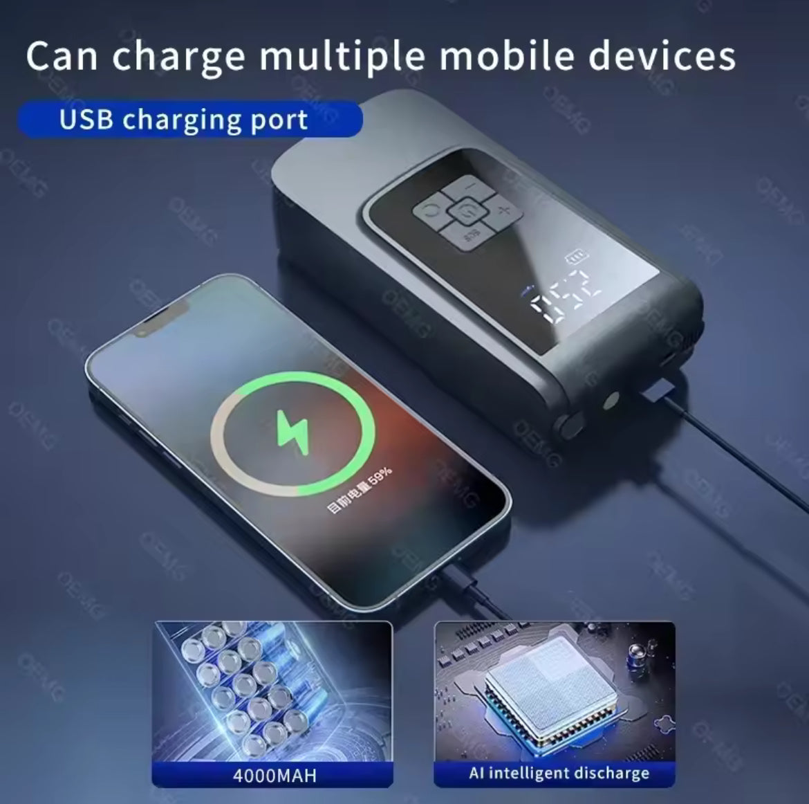 Compresseur d'air électrique portable sans fil