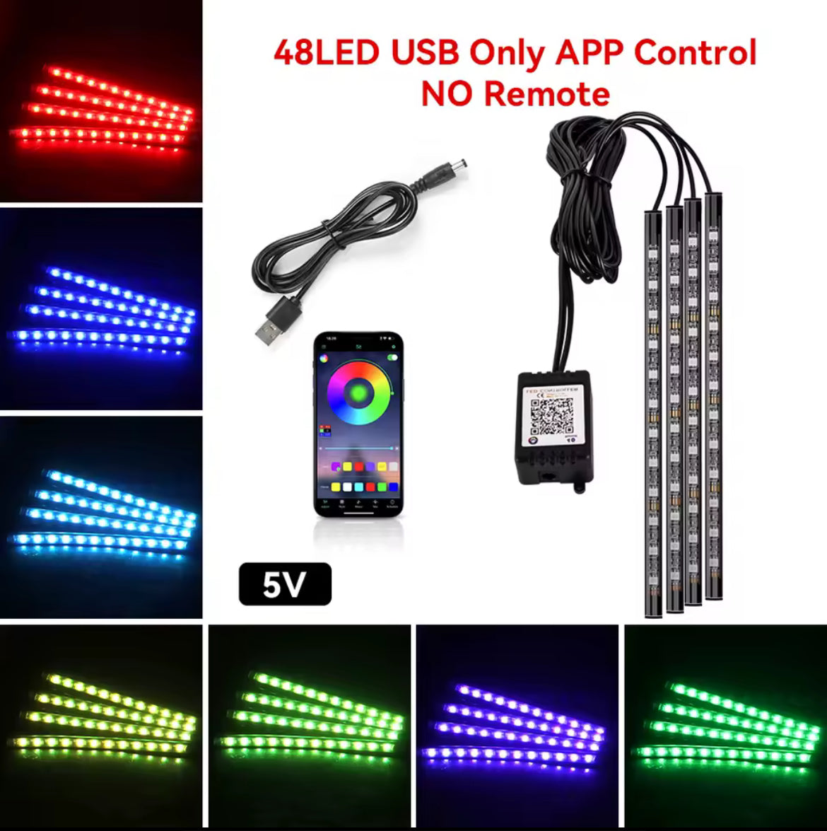 Éclairage intérieur Auto Bande LED RVB Multicolore