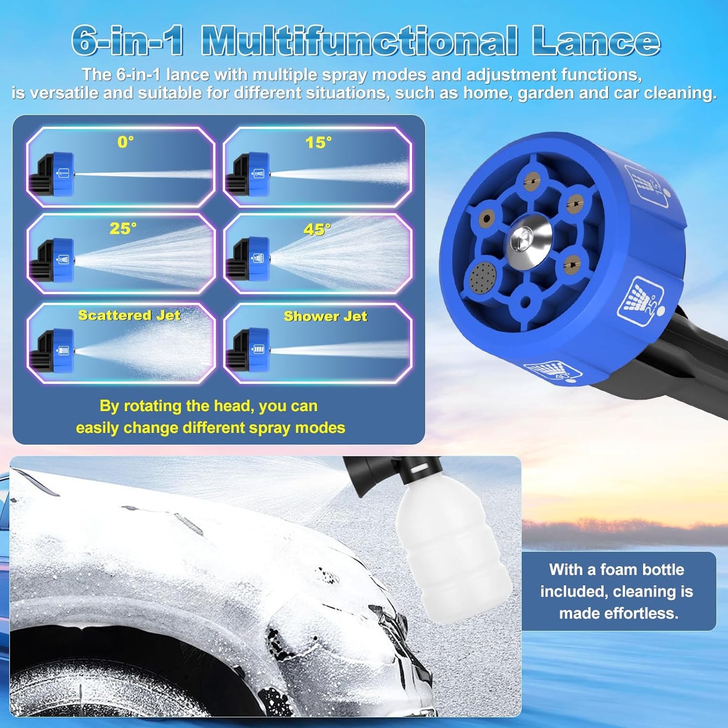 Nettoyeur Haute Pression sans Fil, 600 PSI, 21V, 2 Batteries Rechargeables