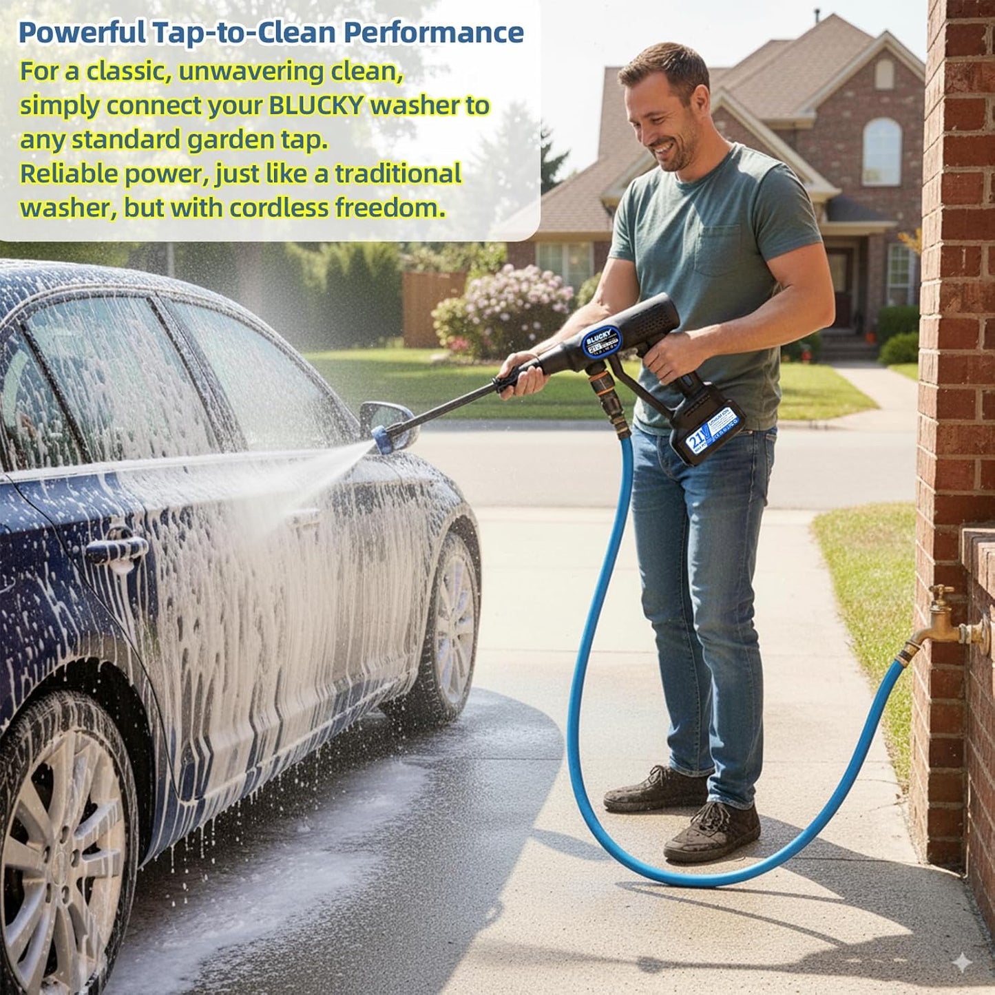 Nettoyeur Haute Pression sans Fil, 600 PSI, 21V, 2 Batteries Rechargeables