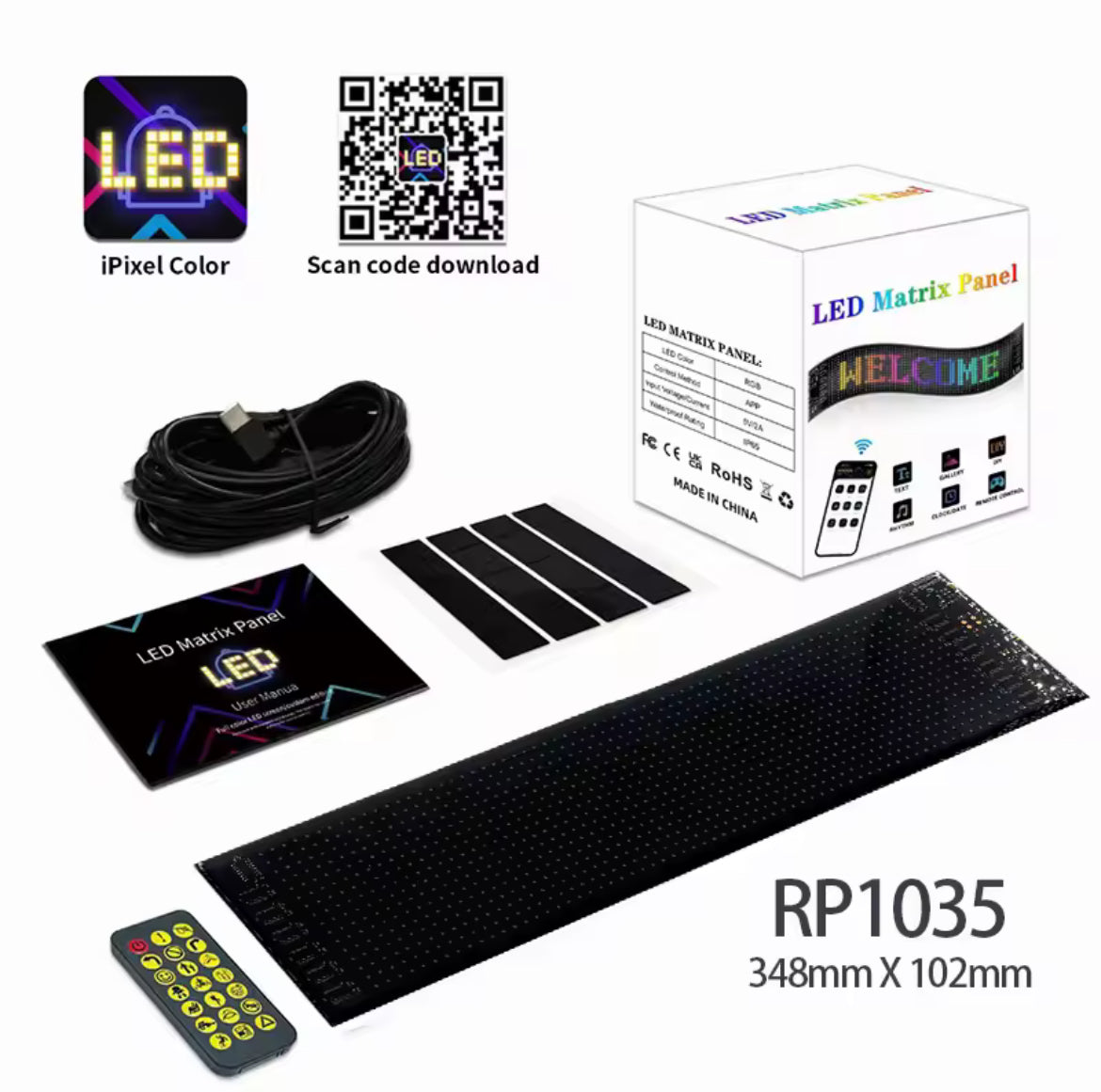 Panneau Affichage LED RVB USB 5V