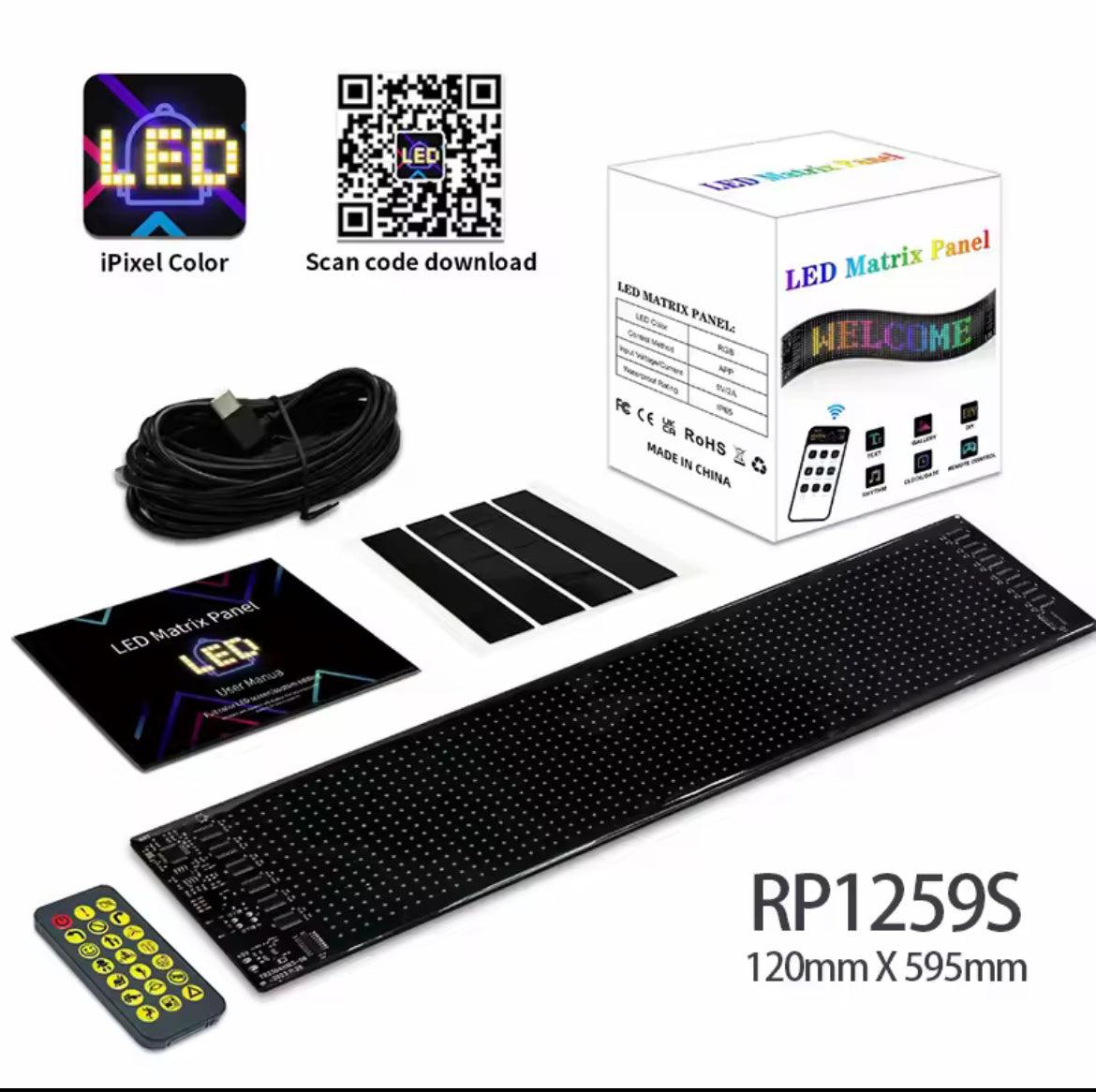 Panneau Affichage LED RVB USB 5V